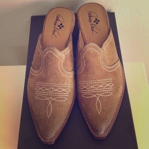 Cowboy inspired mules, distressed look